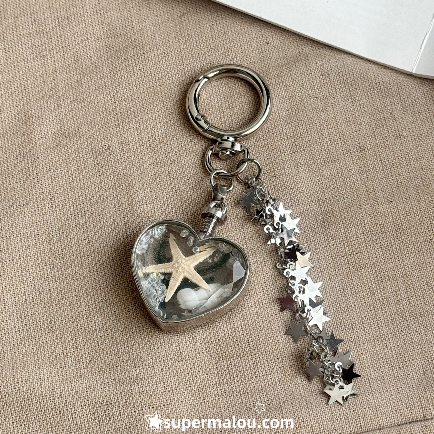 Transparent Glass Starfish Keychain