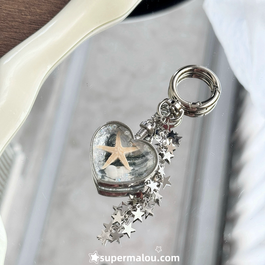 Transparent Glass Starfish Keychain