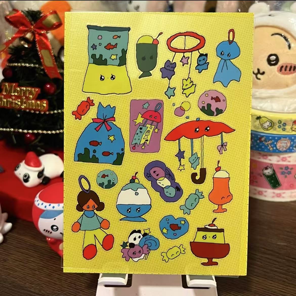 Vintage Cartoon Abstract Sticker Sheet