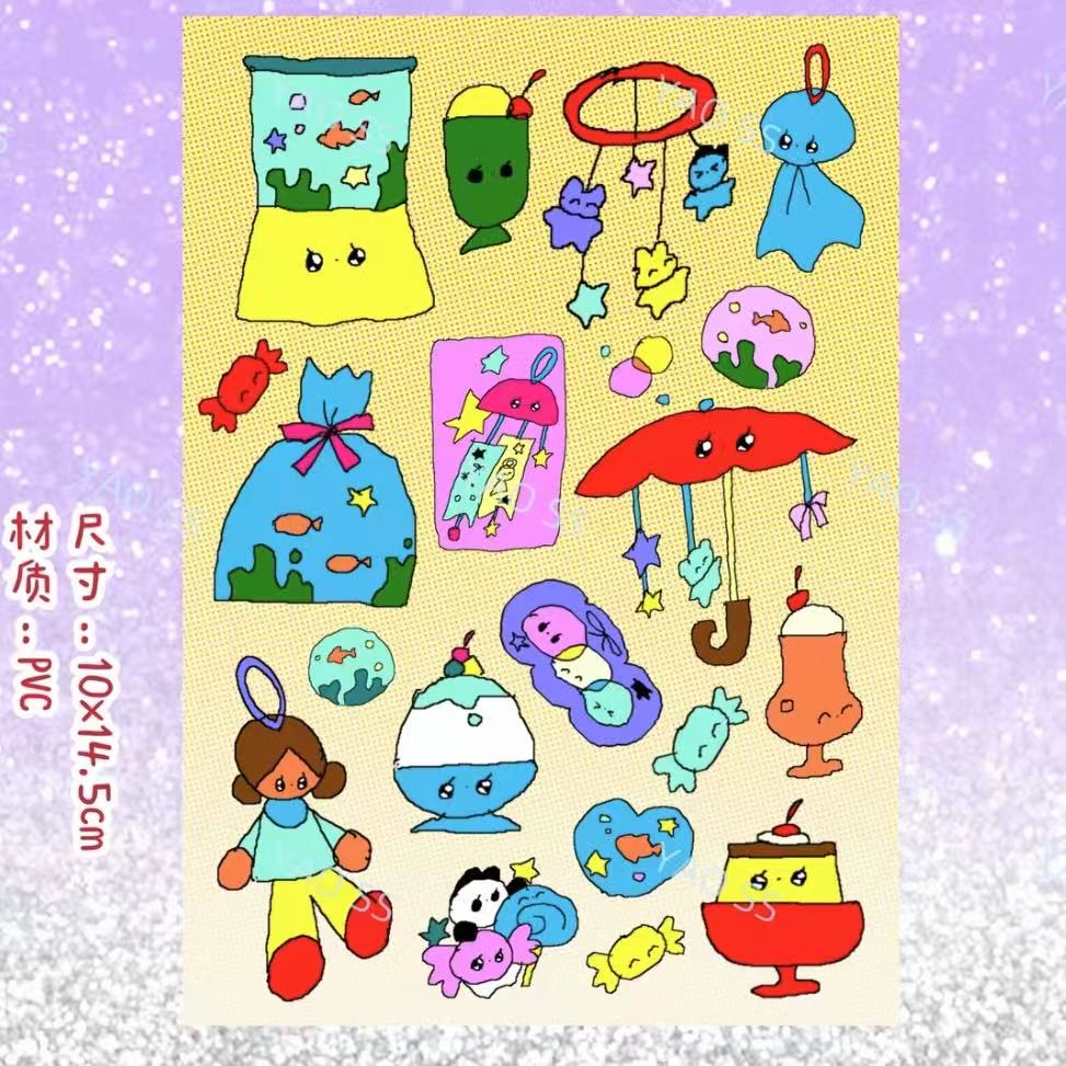 Vintage Cartoon Abstract Sticker Sheet