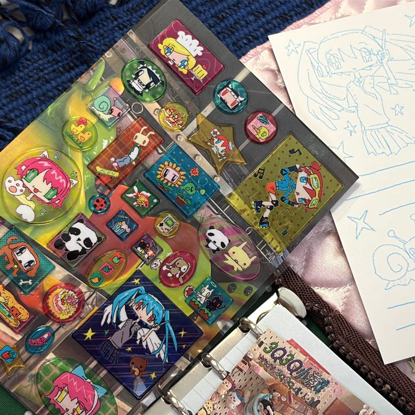 Vintage Cute Character 3D Transparent Sticker Sheet