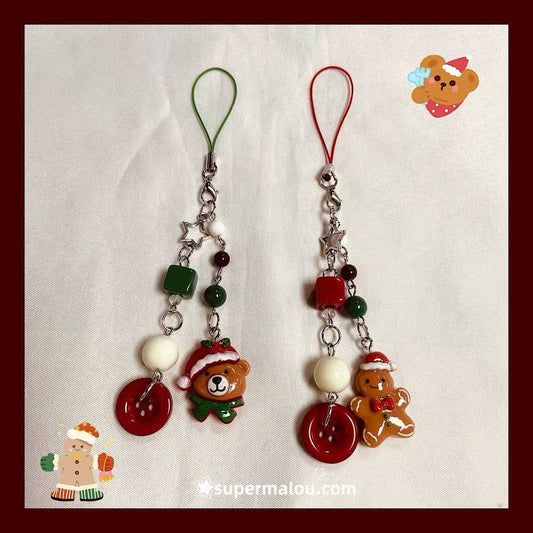 Vintage Cute Christmas Bear Keychain Pendant