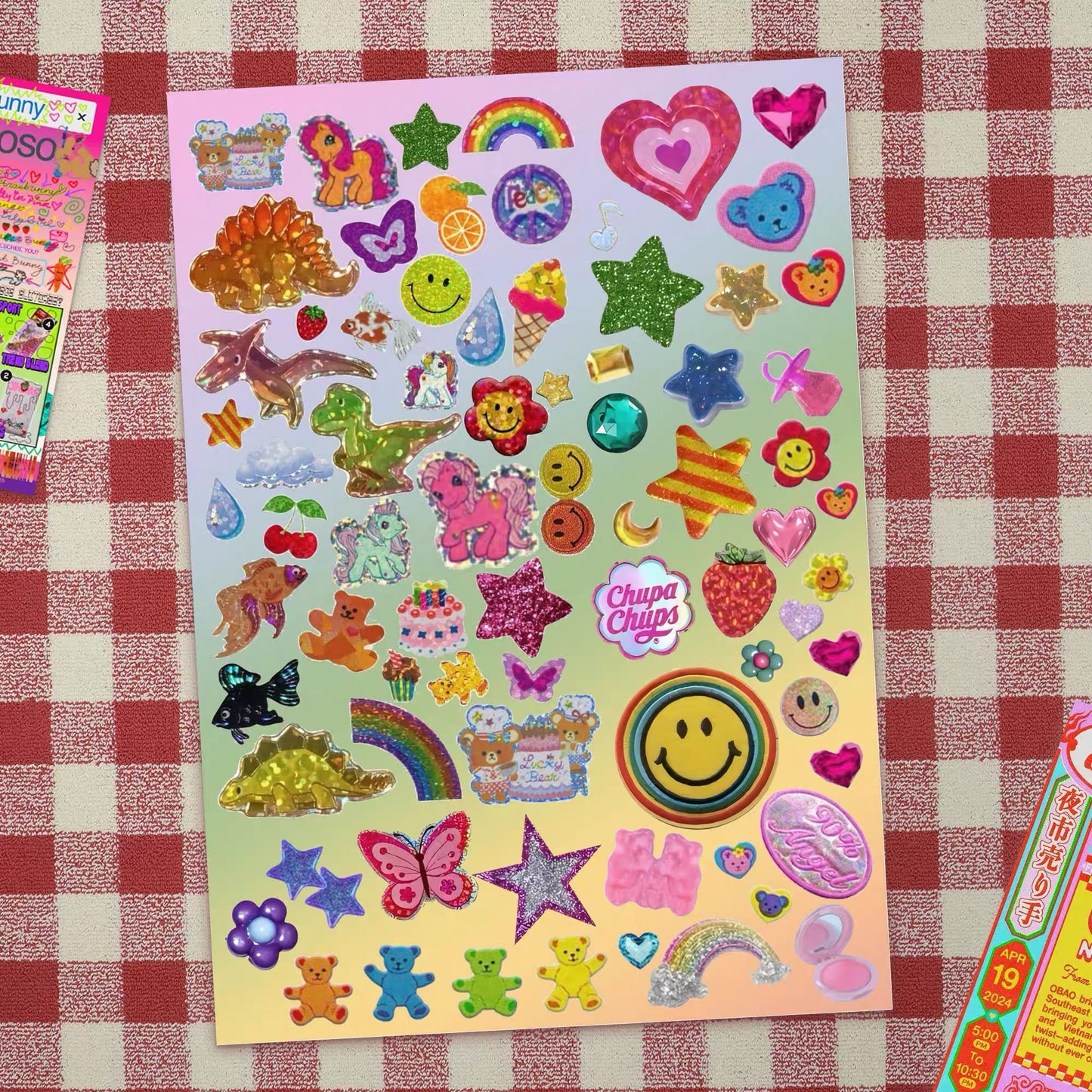 Vintage Style Retro Millennium Y2K Stickers Set of 2