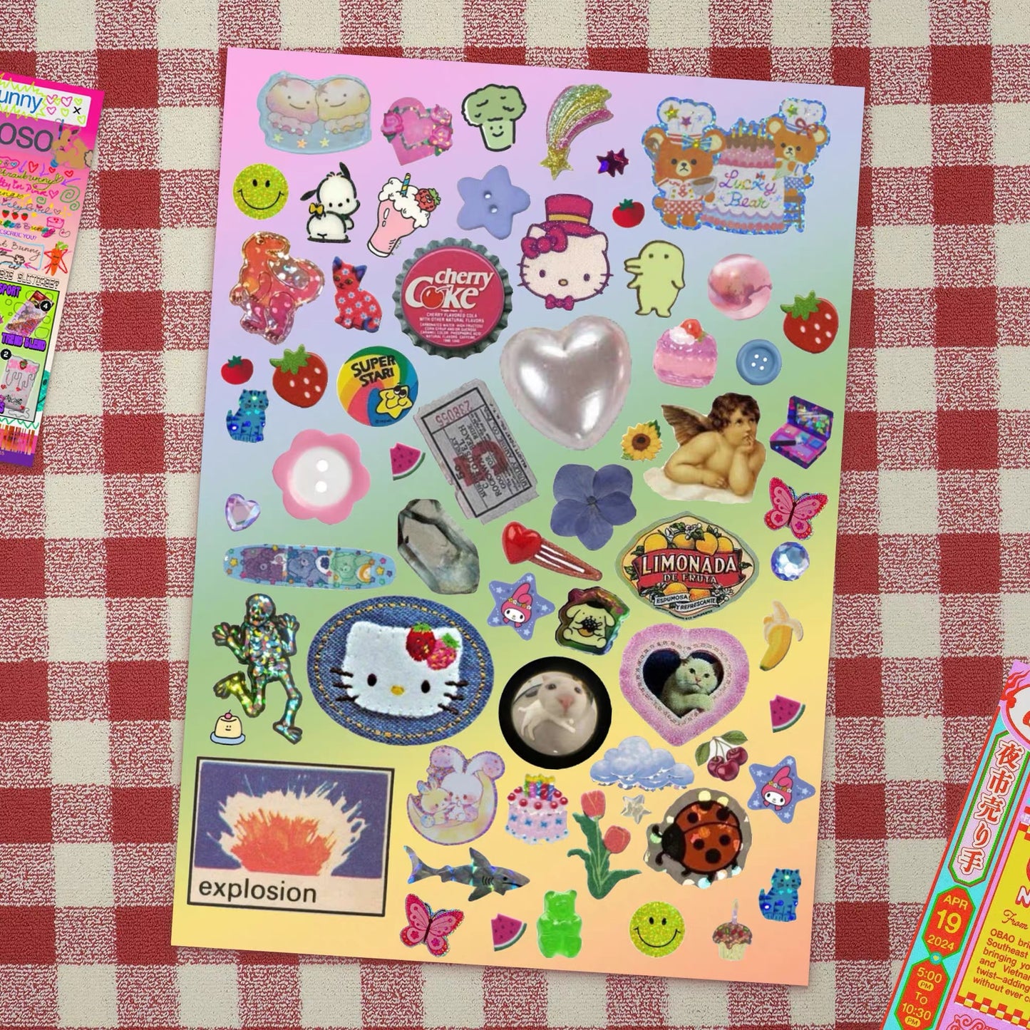 Vintage Style Retro Millennium Y2K Stickers Set of 2