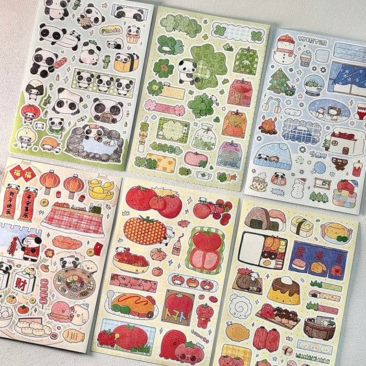 Panda Clover Snowman Deco Cartoon Sticker