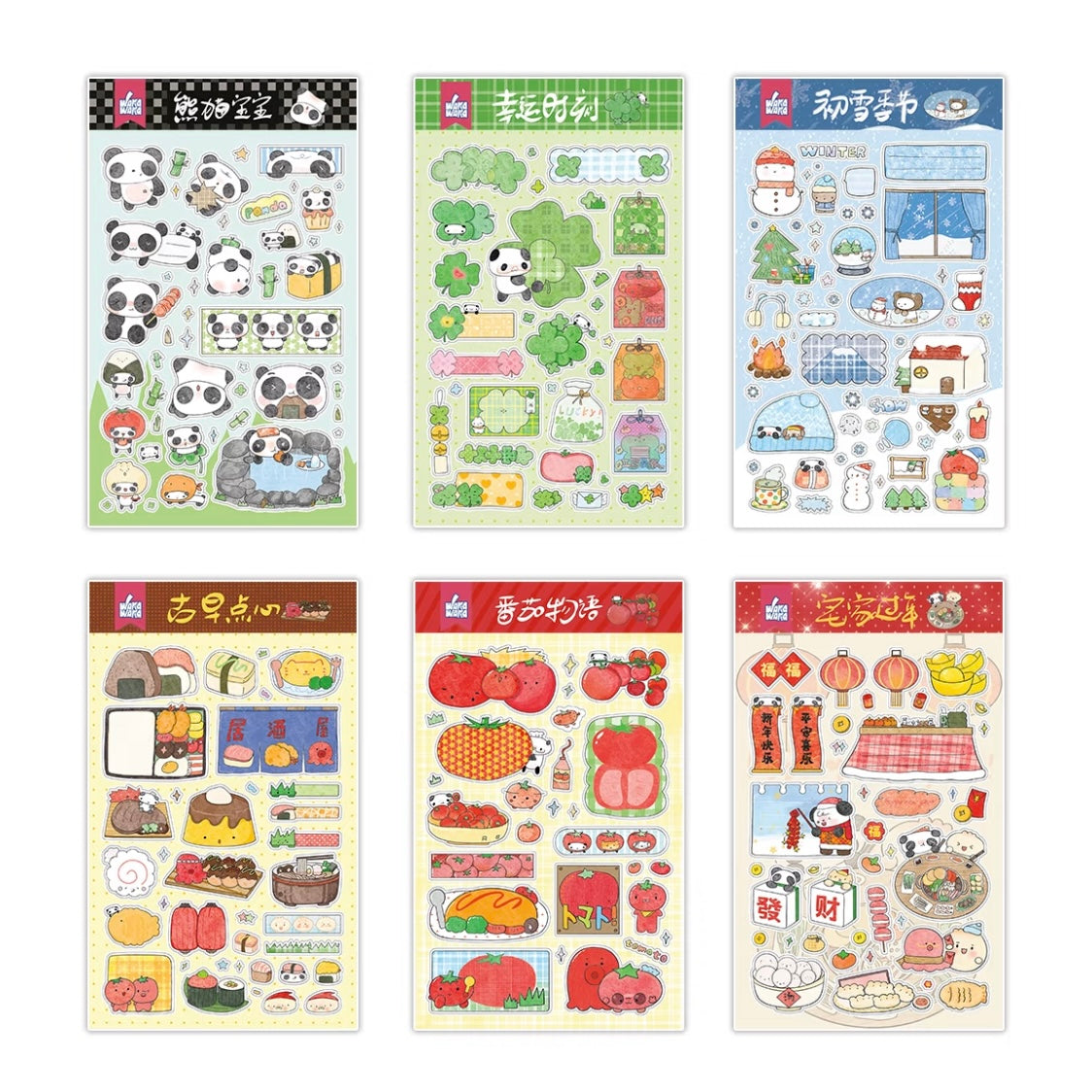 Panda Clover Snowman Deco Cartoon Sticker