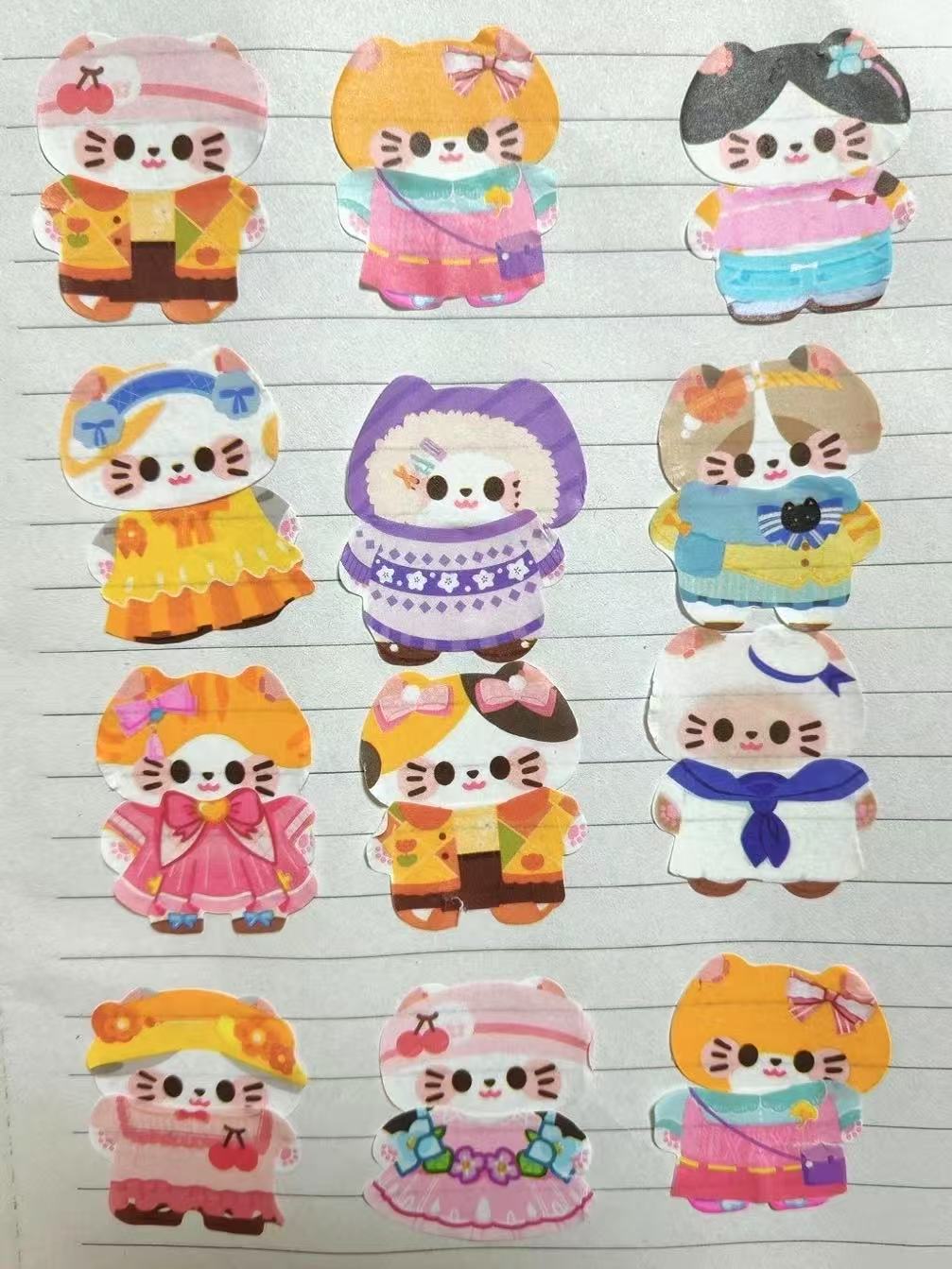2M Cute Cat Dress Up Stickers Roll (2Rolls)