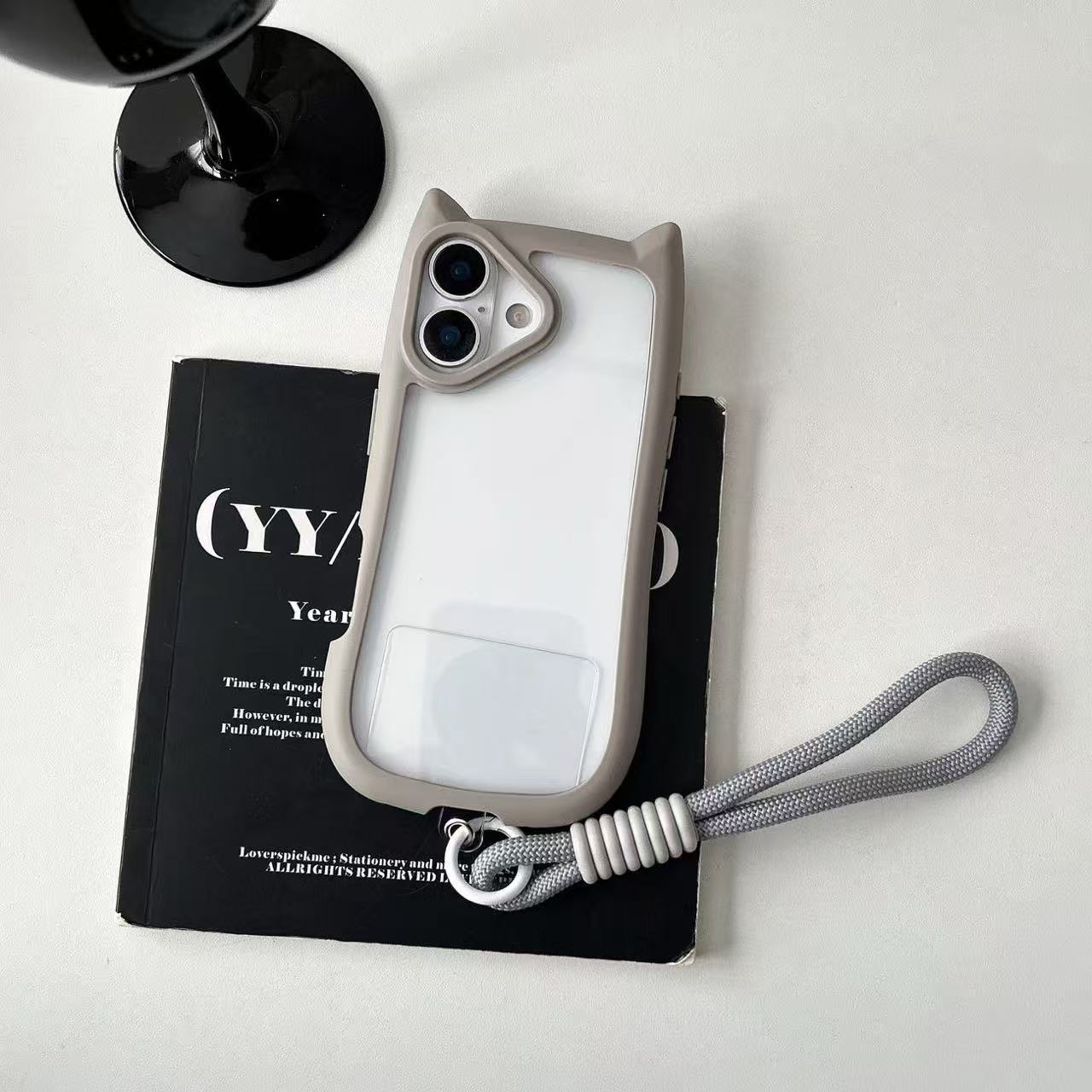 Colorful Border Cat Ear DIY Clear iPhone Case