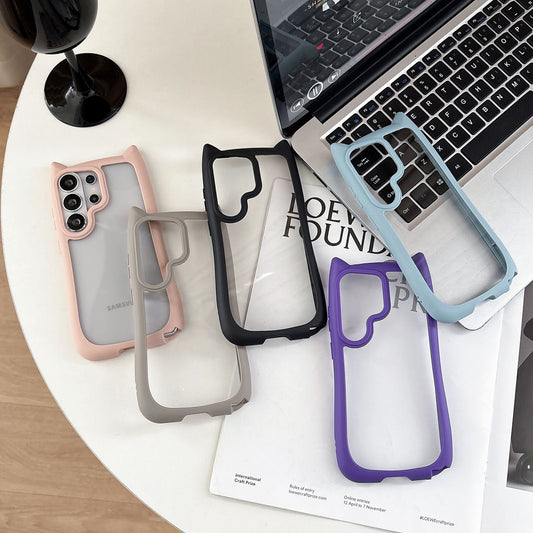 Colorful Border Cat Ear DIY Samsung Clear (MagSafe) Case