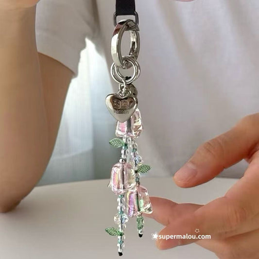 Wind Chime Flower Bead Phone Chain (Include Clip)