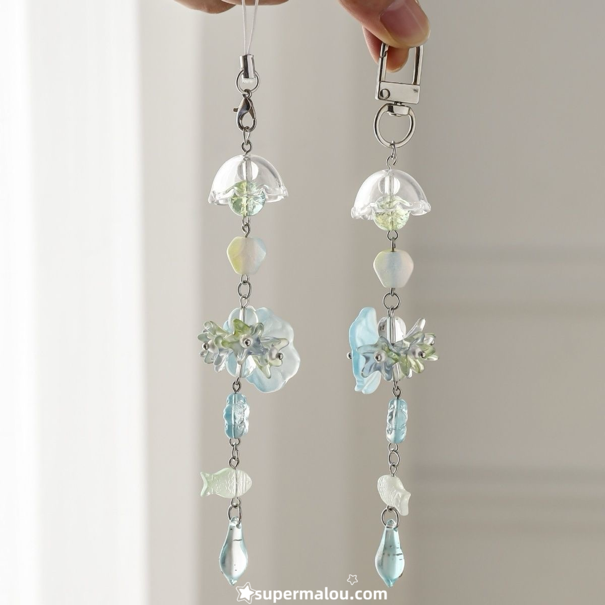 Wind Chime Little Fish Blue Phone Chain Keychain