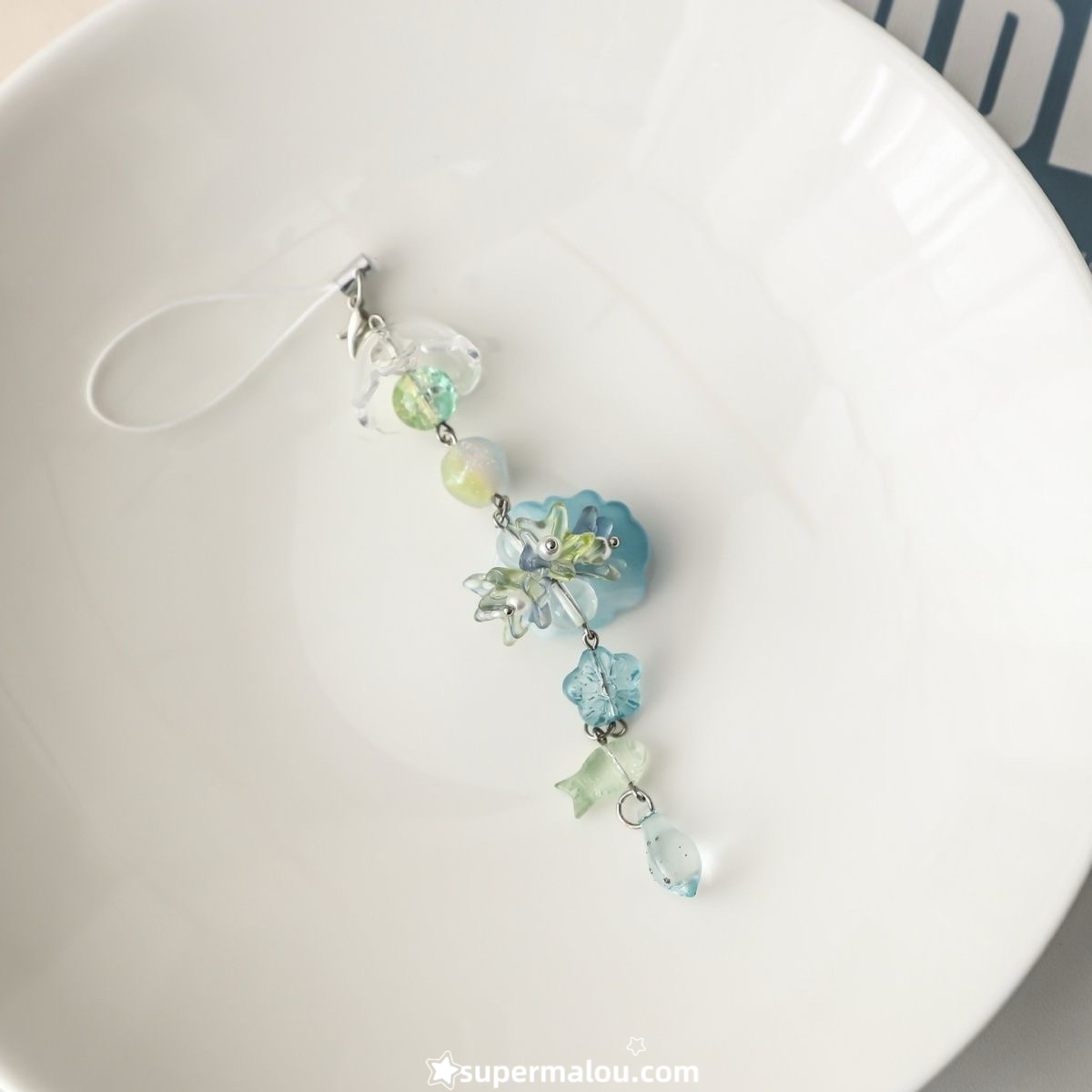 Wind Chime Little Fish Blue Phone Chain Keychain