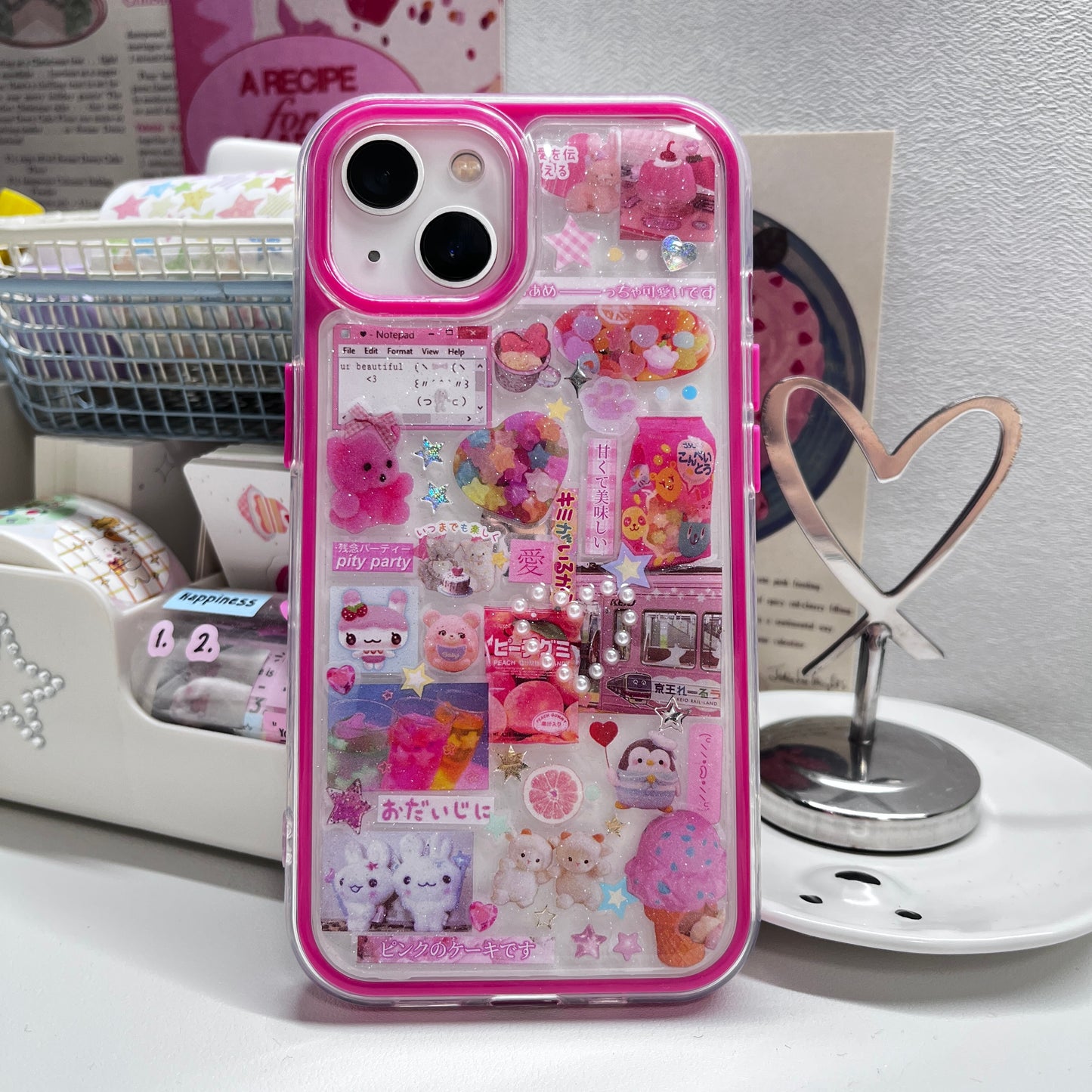 Hot Pink Sugar Bear Dispensing Sticker Phone Case
