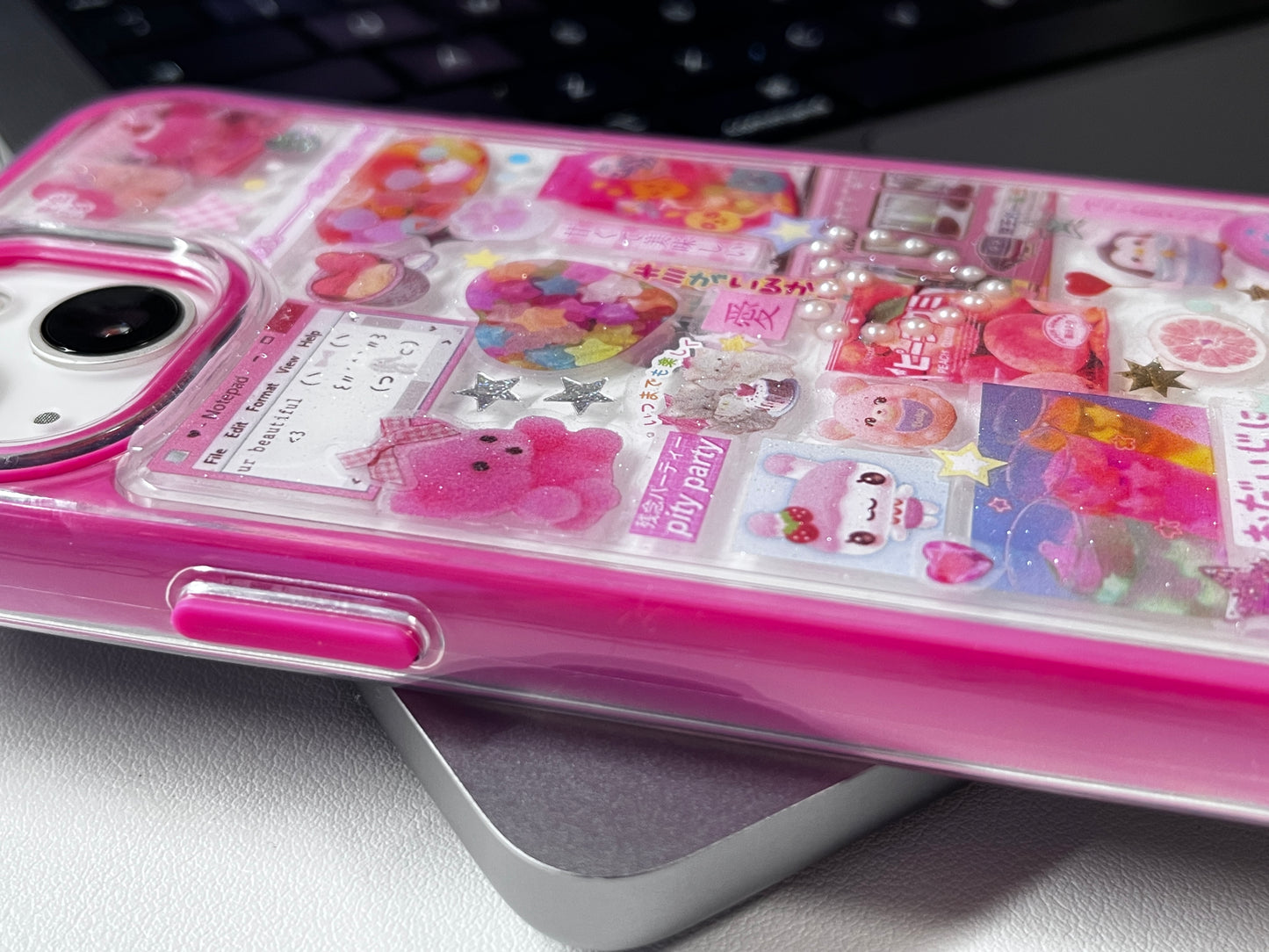 Hot Pink Sugar Bear Dispensing Sticker Phone Case